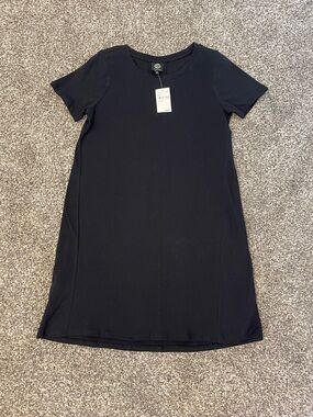 bobeau Black Short Sleeve Shift Mini Dress